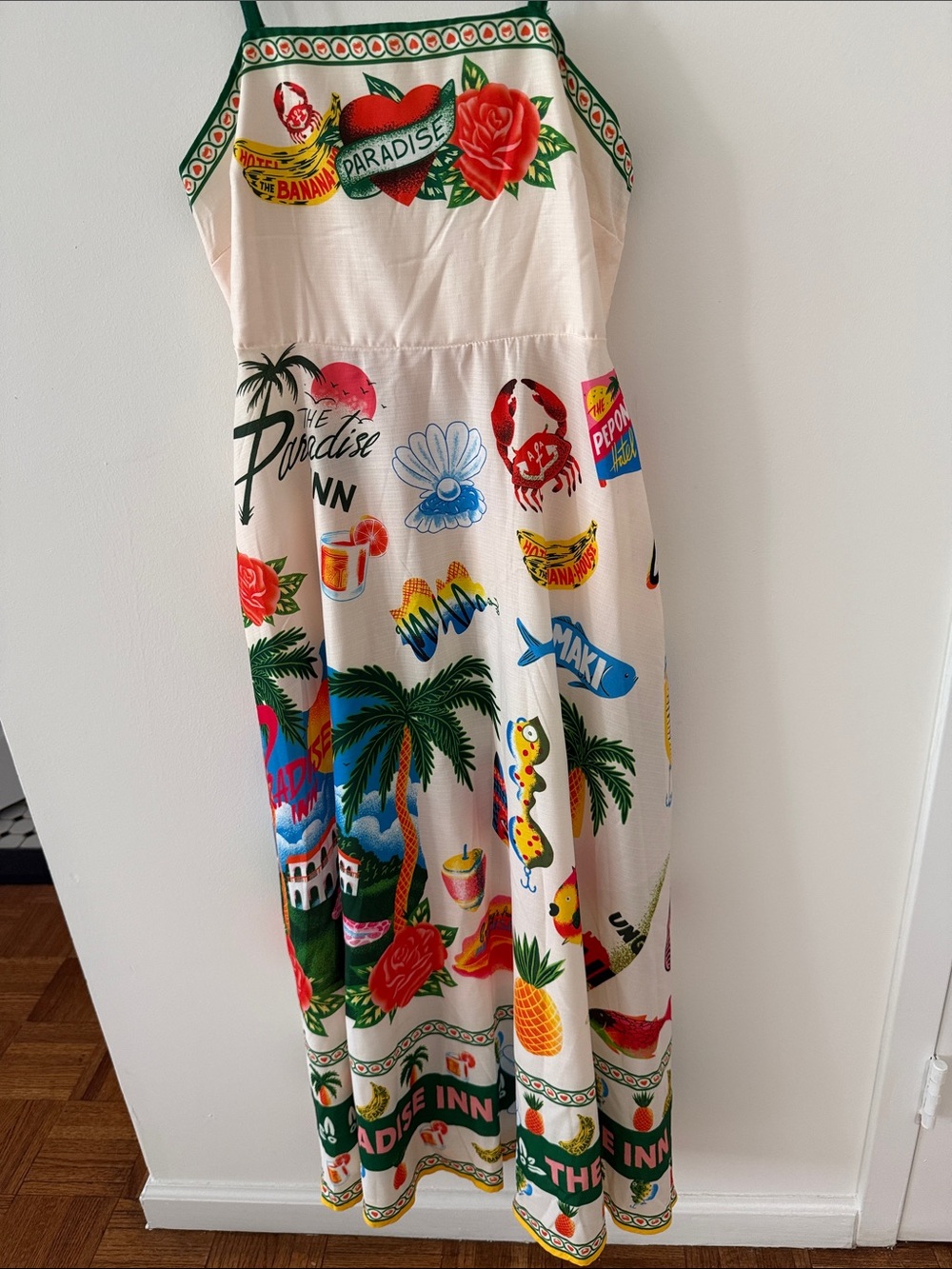 NWOT The “Paradise Inn” Linen Blend Maxi Dress with Adjustable Spaghetti Straps. - Picture 5 of 10